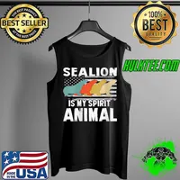 Vintage Sea Lion Is My Spirit Animal Lovers US American Flag T-Shirt Tank Top