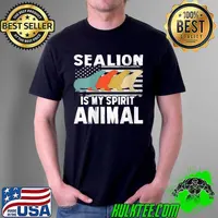 Vintage Sea Lion Is My Spirit Animal Lovers US American Flag T-Shirt Unisex