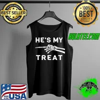 Womens Halloween He's My Treat funny skull design , couple treat T-Shirt Tank Top