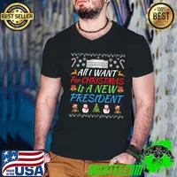 All I Want For Christmas Is A New President Fun Xmas Sweater T-Shirt Guys V Neck