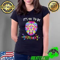 Autism Awareness Shirt It's OK to be different Colorful Lion Shirt Ladies Tee