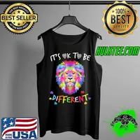Autism Awareness Shirt It's OK to be different Colorful Lion Shirt Tank Top