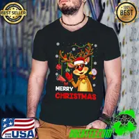 Awesome Cheerleading Merry Christmas Reindeer Matching X mas Pajamas T Shirt
