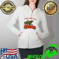 Awesome collie Xmas Vintage Red Pickup Retro Truck T-s Full Zip Hooded
