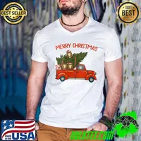 Awesome collie Xmas Vintage Red Pickup Retro Truck T-shirt