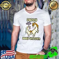 Awesome daddy Of The Baby Unicorn Birthday Party Funny Dad Dadacorn T-shirt