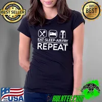 Awesome Eat Sleep Air Fry Repeat Fryer Cook Food Foodie Shirt Ladies Tee