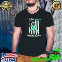Awesome i Wear Green For My Aunt Liver Cancer Awareness Flag T-Shirt Guys V Neck