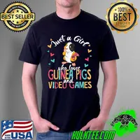 Awesome just A Girl Who Loves Guinea Pigs And Video Games Gamer T-Shirt Unisex
