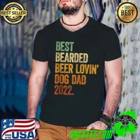 Awesome mens Best Bearded Beer Lovin Dog Dad 2022 Shirt Dog Lover Gifts T-s Guys V Neck