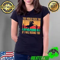 Awesome riding Rodeo Cowgirl Horse Retro Sexy Cowgirls Funny Western vintage T-s Ladies Tee