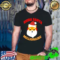 Awesome shiba Inu Coin Crypto Decal Shiba Santa Xmas Mustache T-Shirt