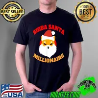 Awesome shiba Inu Coin Crypto Decal Shiba Santa Xmas Mustache T-Shirt Unisex