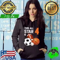 Awesome this All Star is 4 Years Old Gifts Birthday Basketball Sport T-Shirt
