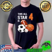 Awesome this All Star is 4 Years Old Gifts Birthday Basketball Sport T-Shirt Unisex