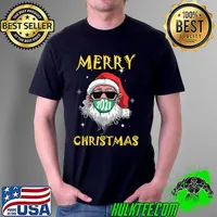 Best 2021 Mask Christmas Funny Xmas Party Family Santa T Shirt Unisex