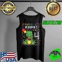 Best 4th Dinosaurs Birthday 4yr Girl & Boy Partysaurus Rex T Shirt Tank Top