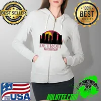 Best classic Retro Vintage Sunset Detroit Michigan Motor City T-s Full Zip Hooded