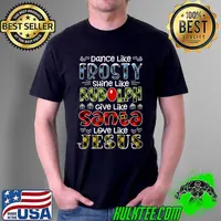 Best Dance Like Frosty, Love Like Jesus Christmas Holiday Plaid T-Shirt Unisex