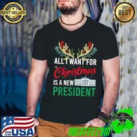 Best Funny 2021 All I Want For Christmas Is A New President Ugly T-Shirt Guys V Neck