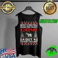 Best Funny Merry Christmas From Cow Ugly Sweater For Mom Quote T-Shirt Tank Top