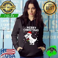 Best kids Merry Christmas T Rex Dinosaur Funny Boys Kids Family Xmas T-Shirt Hoodie