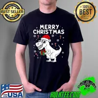 Best kids Merry Christmas T Rex Dinosaur Funny Boys Kids Family Xmas T-Shirt Unisex