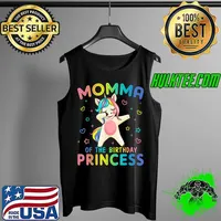 Best momma of the Birthday Princess Girl Dabbing Unicorn T-Shirt Tank Top