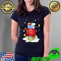 Best Oklahoma sooners santa Snoopy wish you a merry christmas Ladies Tee