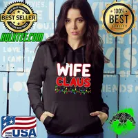 Best santa Xmas Lighting Family Matching Wife Claus Christmas T-shirt