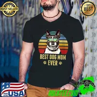 Boston Terrier Best Dog Mom Ever Retro Beach Vibe T-Shirt Guys V Neck