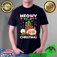 Cat Meowy Family Matching Christmas Pajamas Santa Cats Xmas T-Shirt Unisex