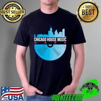 Chicago House Music - Skyline Vinyl Record DJ Rave T-s Unisex