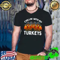 Chillin With My Turkeys Thanksgiving Family Boys Girls Gift T-Shirt Guys V Neck