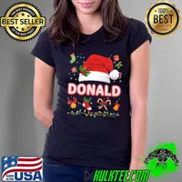 Donald Santa Claus Hat Family Merry Christmas Xmas T-Shirt Ladies Tee