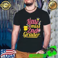 First Day Of School Little Miss 2nd Grader Girls T-Shirt Guys V Neck