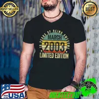 Funny 19 Year Old Gift March 2003 Limited Edition 19th Birthday T-s Guys V Neck