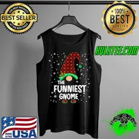 Funny funniest Gnome Buffalo Plaid Matching Family Christmas Pj T-Shirt Tank Top