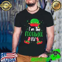 Funny Funny Football Elf Matching Family Group Christmas Pajama T Shirt Guys V Neck