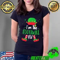 Funny Funny Football Elf Matching Family Group Christmas Pajama T Shirt Ladies Tee
