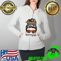 Funny grammy Life Messy Bun Hair Funny Basketball Player Grammy T-s Full Zip Hooded