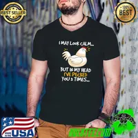Funny i May Look Calm But In My Head Chicken Hen Farmer Farming T-Shirt Guys V Neck