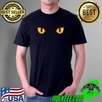 Funny spooky Creepy Ghost Black Cat Orange Eyes Halloween T-Shirt Unisex