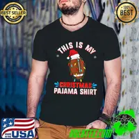 Funny This Is My Christmas Pajama Shirt Funny Xmas football fans T- Guys V Neck