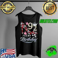 Funny Womens 92 Years Old It’s My 92th Birthday Funny Diamond Shoes T Shirt Tank Top