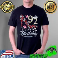 Funny Womens 92 Years Old It’s My 92th Birthday Funny Diamond Shoes T Shirt Unisex
