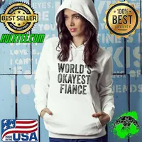 Funny World's Okayest Fiance Fiancee Engagement Party Distressed T-shirt
