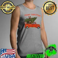 German Shepherd Xmas Vintage Red Pickup T-Shirt Tank Top