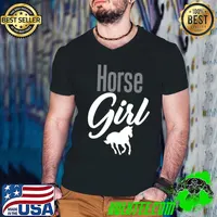 Horse Girl Word Letter Graphic Tee for Horses Lovers Girls T-Shirt Guys V Neck