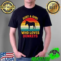 Just A Girl Who Loves Donkeys Retro Sunset Donkey Lovers Premium T-Shirt Unisex